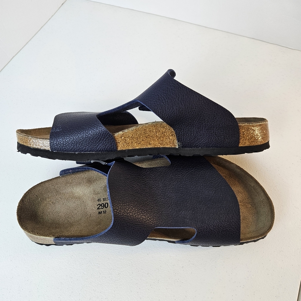 Birki's Birkenstock Mens Navy Blue Leather Sandals Size 12 - Picture 7 of 9